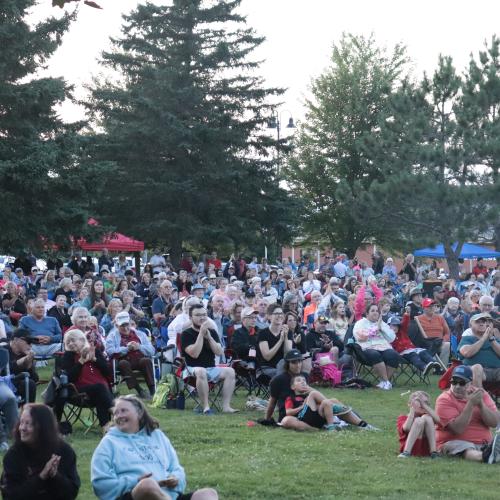 Crowd of people outside listening to concert