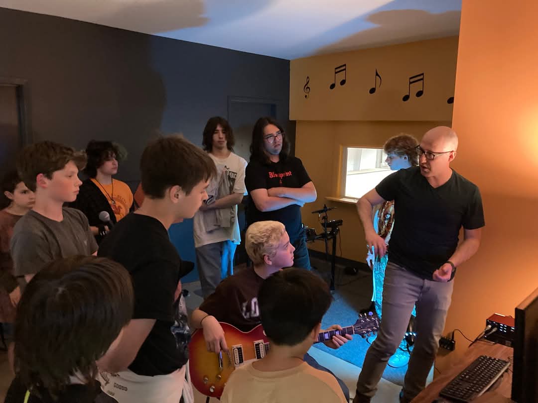 Sound lab session with youth