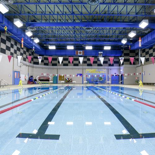 wide angle view of indoor pool