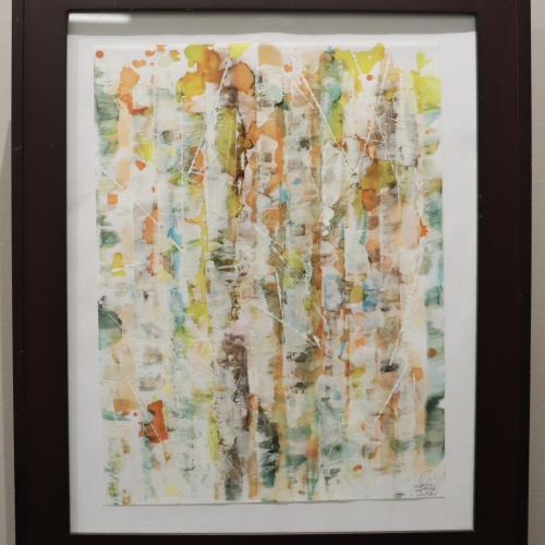 Alcohol ink art piece of resembling birch trees