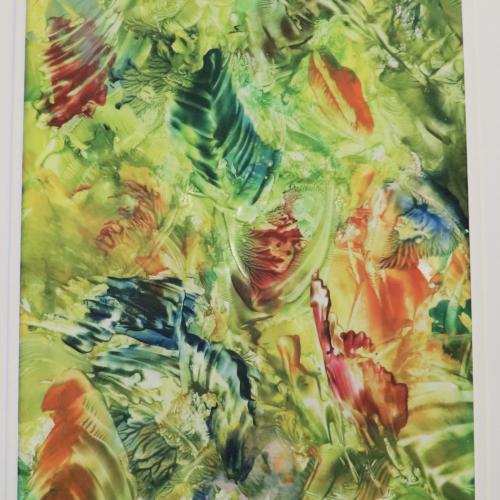 Colorful encaustic art beeswax art piece