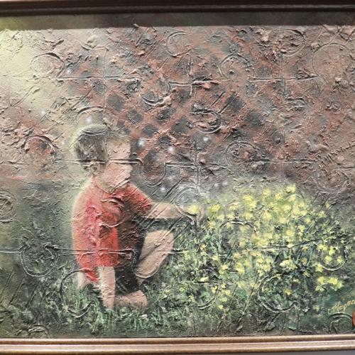 Textured/acrylics home stretched canvas