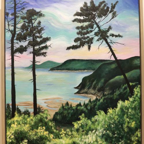 An acrylic on canvas painting of a Fundy trail