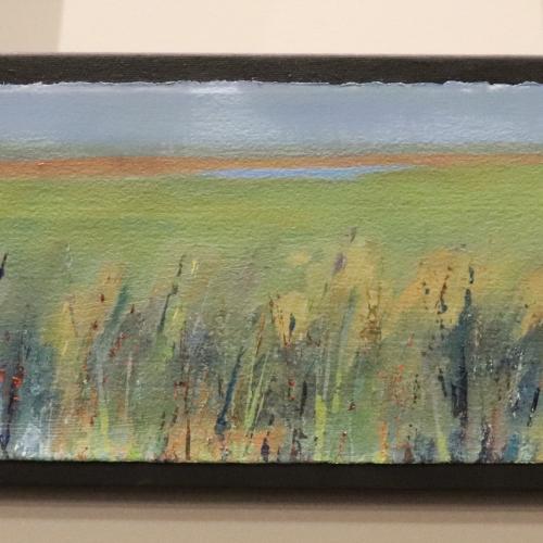 Acrylic art piece of a bird in a marsh