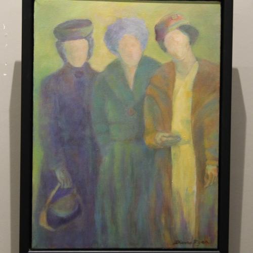 Acrylic on canvas artwork of three women 
