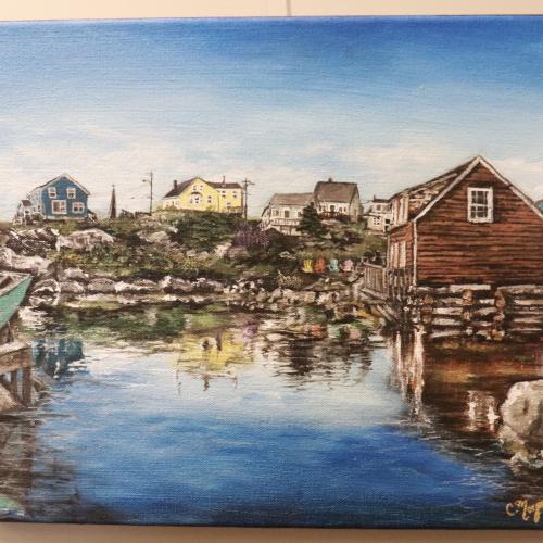 Acrylic on canvas artwork of Peggy's Cove