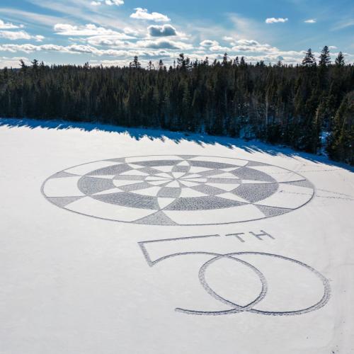 Giant abstract design stomped in the snow below Mill Creek Nature Park lookout