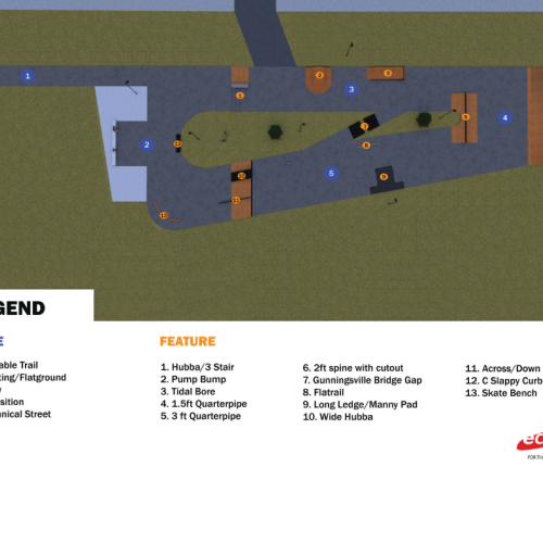 A digital rendering of the design of the outdoor all-wheels park