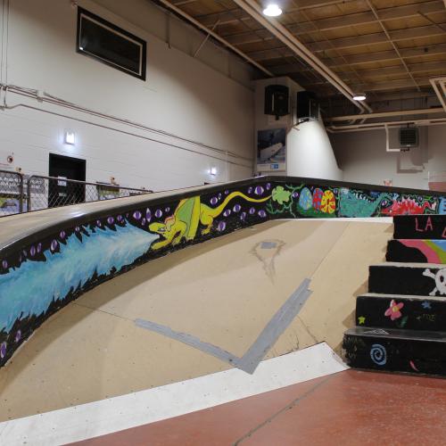 Some of the youth murals at the Riverview Indoor Skatepark and Youth Centre