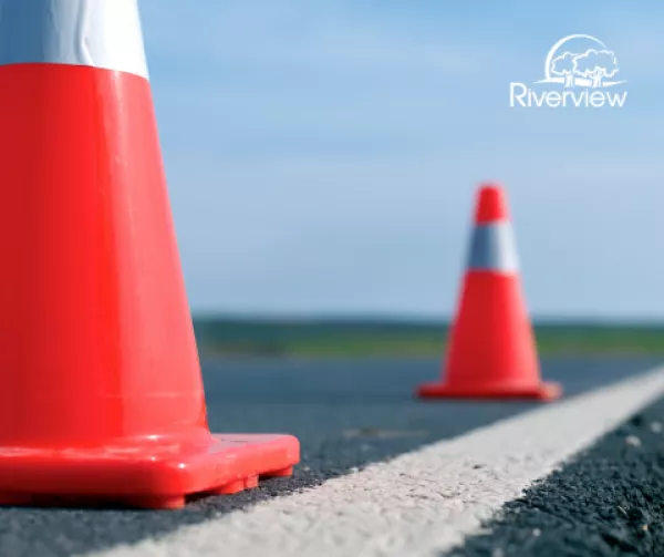 Orange traffic pylons
