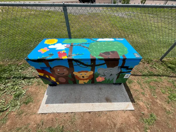 Large playbox painted with jungle animals