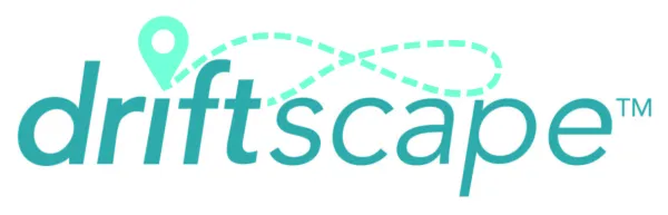 The Driftscape logo - blue words Driftscape on a white background