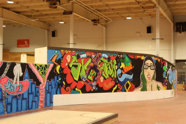 Some of the student murals at the Riverview Indoor Skatepark and Youth Centre