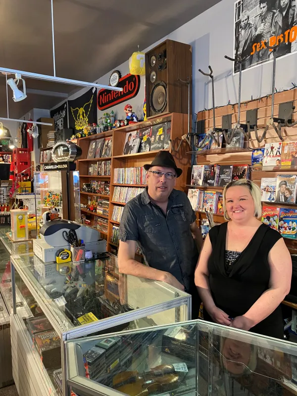 Matt and his wife Angela inside of Matt's Media Outlet