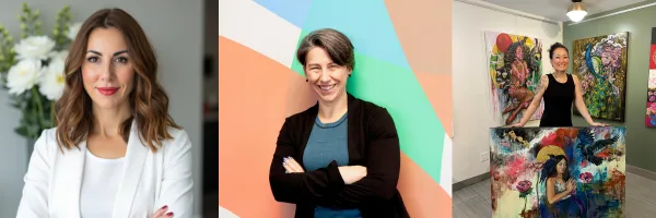 Three women smiling in their businesses