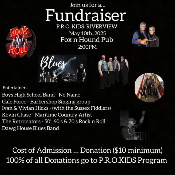 Photos of bands and information about fundraiser.