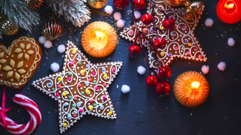Festive decorations and baked treats