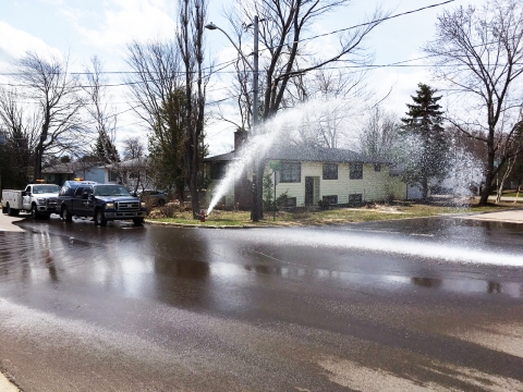 Hydrant flushing onto Riverview street