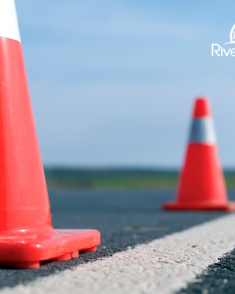 Orange traffic pylons