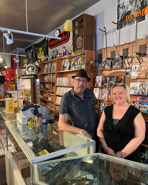 Matt and his wife Angela inside of Matt's Media Outlet