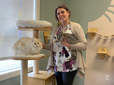 Dr. Margaret Dunnet with her office pets