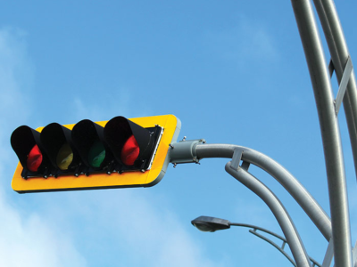 traffic light in front of blue sky